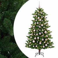 vidaXL Konstgjord julgran med kulor 180 cm 300 LED-lampor Varmvit