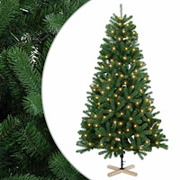 vidaXL Konstgjord julgran 210 cm 300 LED-lampor Varmvit PVC Grön