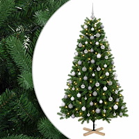 vidaXL Konstgjord julgran med julkulor 240 cm 300 LED-lampor Varmvit