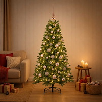vidaXL Konstgjord julgran med julkulor 150 cm 150 LED-lampor Varmvit