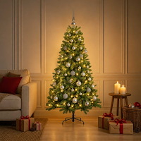 vidaXL Konstgjord julgran med julkulor 150 cm 150 LED-lampor Varmvit