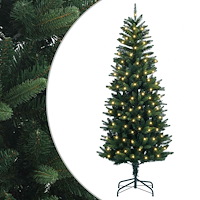 vidaXL Plast Hingad Julgran 120 cm 150 LED-lampor Varmvit PE och PVC