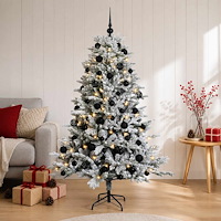 vidaXL Konstgjord julgran med julkulor 120 cm 150 LED-lampor Varmvit