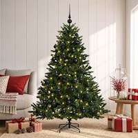 vidaXL Konstgjord julgran med julkulor 120 cm 150 LED-lampor Varmvit