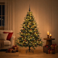 vidaXL Konstgjord julgran med julkulor 150 cm 150 LED-lampor Varmvit