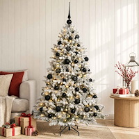 vidaXL Konstgjord julgran med kulor 150 cm 150 LED-lampor Varmvit