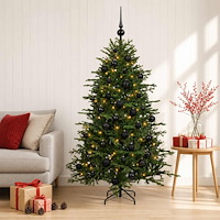 vidaXL Konstgjord julgran med julkulor 150 cm 150 LED-lampor Varmvit