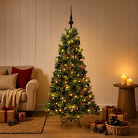 vidaXL Konstgjord julgran med julkulor 150 cm 150 LED-lampor Varmvit
