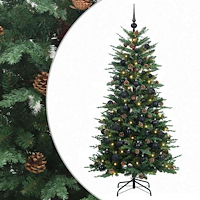 vidaXL Konstgjord julgran med kulor 120 cm 150 LED-lampor Varmvit