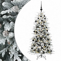 vidaXL Konstgjord julgran med kulor 120 cm 150 LED-lampor Varmvit