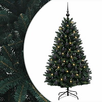 vidaXL Konstgjord julgran mörkgrön med julgranskulor 150 cm