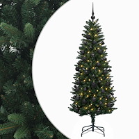 vidaXL Konstgjord julgran med kulor 120 cm 150 LED-lampor Varmvit