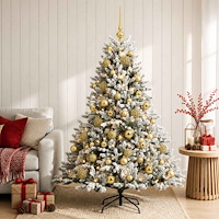 vidaXL Konstgjord julgran med julkulor 120 cm 150 LED-lampor Varmvit
