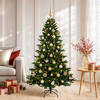 vidaXL Konstgjord julgran med julkulor 150 cm 150 LED-lampor Varmvit