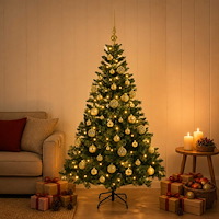 vidaXL Konstgjord julgran med kulor 150 cm 150 LED-lampor Varmvit