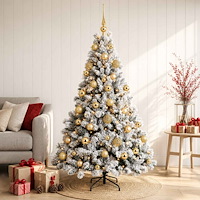 vidaXL Konstgjord julgran med julkulor 120 cm 150 LED-lampor Varmvit