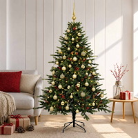 vidaXL Konstgjord julgran med julkulor 120 cm 150 LED-lampor Varmvit