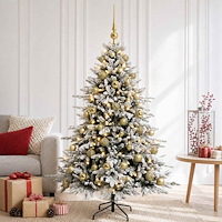 vidaXL Konstgjord julgran med julkulor 120 cm 150 LED-lampor Varmvit
