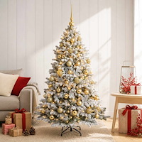 vidaXL Konstgjord julgran med julkulor 120 cm 150 LED-lampor Varmvit