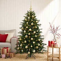 vidaXL Konstgjord julgran med julkulor 150 cm 150 LED-lampor Varmvit