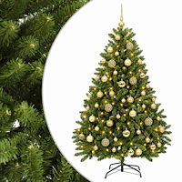vidaXL Konstgjord julgran ljusgrön med julgranskulor 120 cm