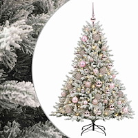 vidaXL Konstgjord julgran med julkulor 120 cm 150 LED-lampor Varmvit