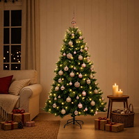 vidaXL Konstgjord julgran med julkulor 150 cm 150 LED-lampor Varmvit