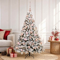 vidaXL Konstgjord julgran med julkulor 150 cm 150 LED-lampor Varmvit