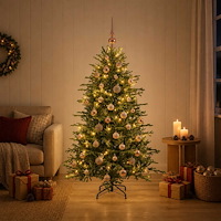 vidaXL Konstgjord julgran med julkulor 150 cm 150 LED-lampor Varmvit