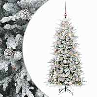 vidaXL Konstgjord julgran med kulor 120 cm 150 LED-lampor Varmvit