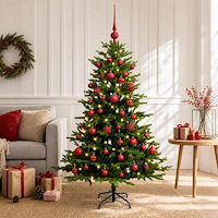 vidaXL Konstgjord julgran med kulor 120 cm 150 LED-lampor Varmvit