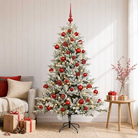 vidaXL Konstgjord julgran med julkulor 120 cm 150 LED-lampor Varmvit