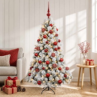 vidaXL Konstgjord julgran med julkulor 120 cm 150 LED-lampor Varmvit