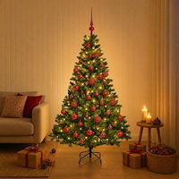 vidaXL Konstgjord julgran med kulor 150 cm 150 LED-lampor Varmvit