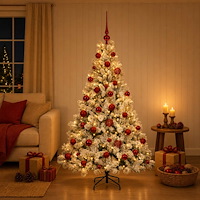 vidaXL Konstgjord julgran med julkulor 150 cm 150 LED-lampor Varmvit