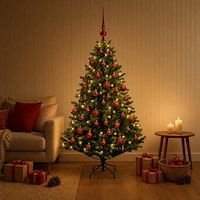 vidaXL Konstgjord julgran med kulor 120 cm 150 LED-lampor Varmvit