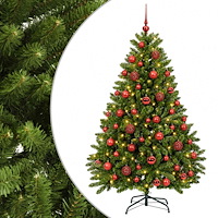 vidaXL Konstgjord julgran ljusgrön med julgranskulor 120 cm