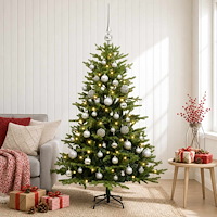 vidaXL Konstgjord julgran med julkulor 120 cm 150 LED-lampor Varmvit