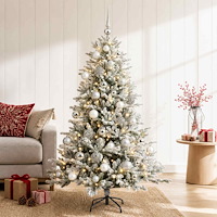 vidaXL Konstgjord julgran med julkulor 150 cm 150 LED-lampor Varmvit