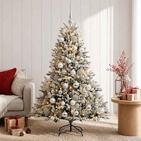 vidaXL Konstgjord julgran med julkulor 120 cm 150 LED-lampor Varmvit