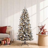 vidaXL Konstgjord julgran med julkulor 120 cm 150 LED-lampor Varmvit