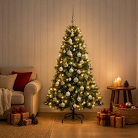vidaXL Konstgjord julgran med julkulor 120 cm 150 LED-lampor Varmvit