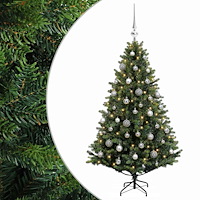 vidaXL Konstgjord julgran med kulor 120 cm 150 LED-lampor Varmvit
