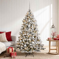 vidaXL Konstgjord julgran med kulor 120 cm 150 LED-lampor Varmvit