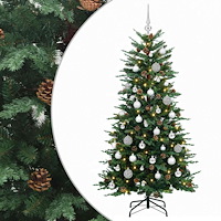 vidaXL Konstgjord julgran med julkulor 120 cm 150 LED-lampor Varmvit