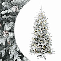 vidaXL Konstgjord julgran med julkulor 150 cm 150 LED-lampor Varmvit