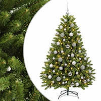 vidaXL Konstgjord julgran ljusgrön med julgranskulor 120 cm