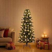 vidaXL Konstgjord julgran med julkulor 150 cm 150 LED-lampor Varmvit
