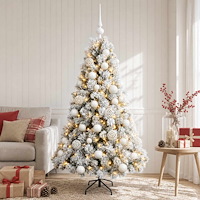 vidaXL Konstgjord julgran med julkulor 120 cm 150 LED-lampor Varmvit