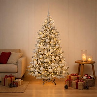 vidaXL Konstgjord julgran med kulor 120 cm 150 LED-lampor Varmvit